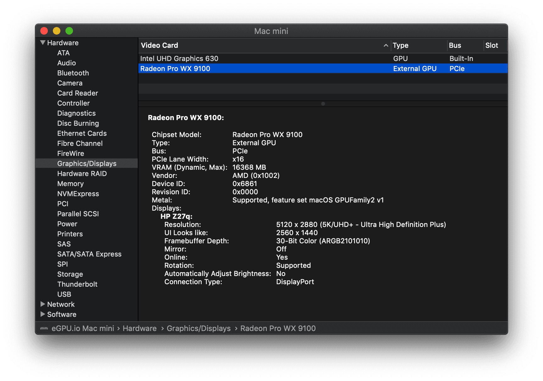 thunderbolt external graphics card for late 2012 mac mini